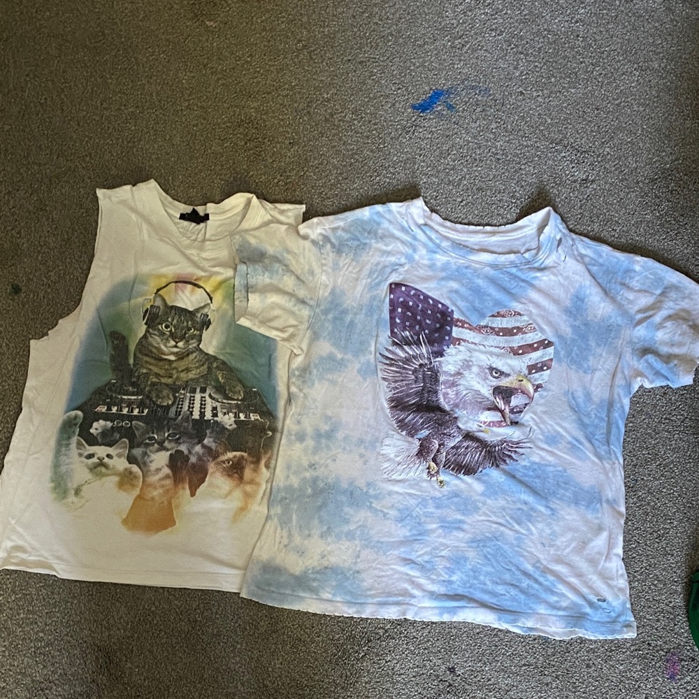 hipster  Sleeve Tees with Cat and Eagle Designs